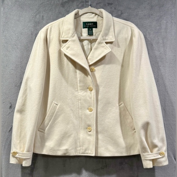 Lauren Ralph Lauren Green Label Wool Angora Rabbit Hair Ivory Jacket Size 16 - Picture 1 of 8